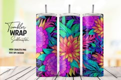 Neon flower tumbler wrap sublimation Product Image 1