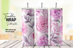 Watercolor pink flower pattern tumbler wrap sublimation Product Image 1