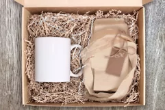 Mock-up of Giftbox W Crinkle Tissue Product Image 2