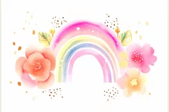 Pink watercolor rainbow with flowers Product Image 2
