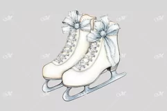 White Ice Skates Watercolor Clipart Product Image 2