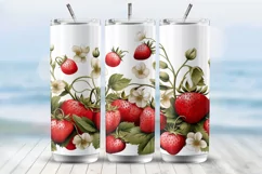 Floral Tumbler Wrap, Sublimation PNG, Strawberry Product Image 1