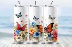 Floral Tumbler Wrap, Sublimation PNG Graphic, Meadow flowers Product Image 1