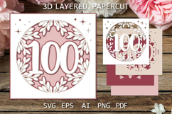 Greeting Card SVG, 100 Anniversary paper cutting template Product Image 1