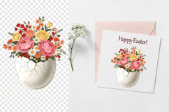 Easter Floral Clipart Watercolor Spring Flowers in Eggshells Product Image 2