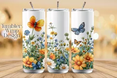 Floral Tumbler Wrap, Meadow Flowers PNG, 20oz skinny tumbler Product Image 2