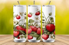 Floral Tumbler Wrap, Sublimation PNG, Strawberry Product Image 2