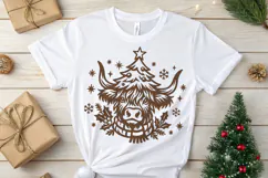 Christmas Highland Cow SVG | Cute Cow with Christmas Tree Product Image 3