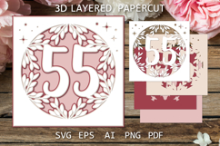 Greeting Card SVG, 55 Anniversary paper cutting template Product Image 1