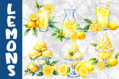 Watercolour Lemon Clipart Bundle, Vibrant Lemons PNG Product Image 2