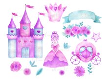 Watercolor princess clipart | Castle crown carriage clip art Product Image 3