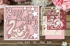 Elegant Swan SVG Papercut | Layered 3D Design Shadow Box Product Image 1