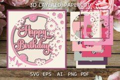 Happy Birthday card, Birthday paper cut card SVG file Product Image 1