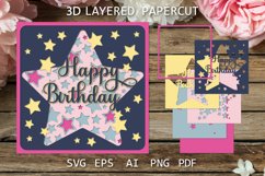 Happy Birthday card, Birthday paper cut card SVG file Product Image 1