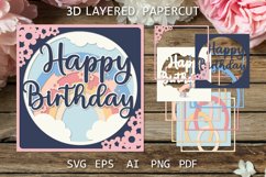 Happy Birthday card, Birthday paper cut card SVG file Product Image 1