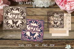 Birthday layered card with butterflies, Layered Birthday SVG Product Image 1