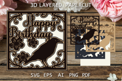 Birthday papercut Gothic template, Gothic Raven Shadow Box Product Image 1