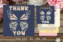 Thank you card SVG | Thank you paper cut card with butterfly Product Image 1