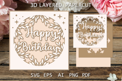 Happy Birthday card, Birthday paper cut card SVG file Product Image 1