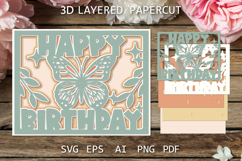 Happy Birthday Layered Card | Elegant Paper Cut Design Product Image 1