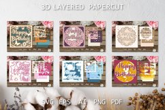 Birthday cards Bundle, Paper cut greeting cards Birthday SVG Product Image 2