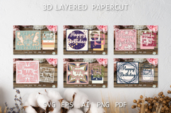 Birthday cards Bundle, Paper cut greeting cards Birthday SVG Product Image 3