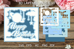 Happy Birthday, Baby Boy SVG paper cutting template Product Image 1