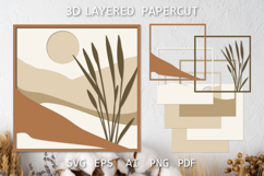 Layered papercut, Paper cut 3D Landscape Shadow box SVG Product Image 1