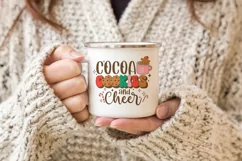 Cocoa Cookies and cheer. Retro christmas quote. SVG, PNG. Product Image 2
