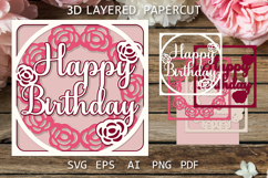 Happy Birthday card, Birthday paper cut card SVG file Product Image 1
