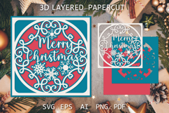 Christmas Layered Paper cutting template, Christmas card SVG Product Image 1