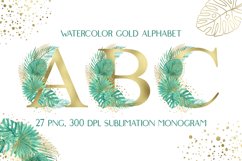 Sublimation Gold Alphabet | Blue Tropical Monogram Clip Art Product Image 1