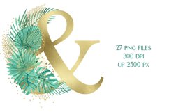 Sublimation Gold Alphabet | Blue Tropical Monogram Clip Art Product Image 4