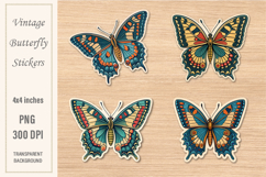 Vintage Butterfly Stickers | Watercolor PNG | Print&amp;Cut Product Image 1