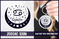 Cancer Zodiac Sign SVG. Horoscope Keychain Laser Cut File. Product Image 1