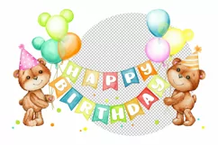 Bear with balloons PNG Baby bear sublimation Balloons Clipar Product Image 3