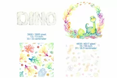 Cute dinosaur, watercolor clipart print on T-shirt. Digital Product Image 4