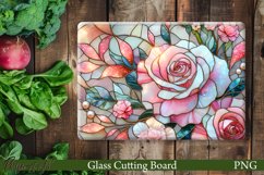 Floral Glass Cutting Board Design | Pink Roses Product Image 1