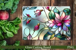 Floral Glass Cutting Board Design | Pink Flower Product Image 1