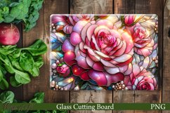Floral Glass Cutting Board Design | Pink Roses Product Image 1