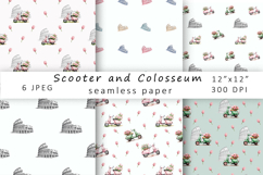 Scooter with Colosseum. Seamless Paper, Scooter Vespa, Moped Product Image 1