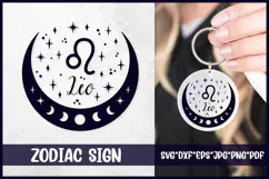 Leo Zodiac Sign SVG. Horoscope Keychain Laser Cut File. Product Image 1