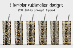 Gold Black Glitter Leopard 20 oz skinny tumbler sublimation Product Image 1