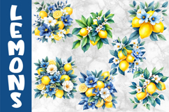 Watercolour Lemon Clipart Bundle, Vibrant Lemons PNG Product Image 4