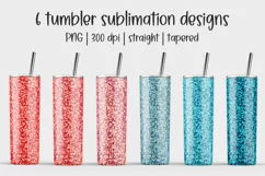 Red Blue Glitter 20 oz skinny tumbler sublimation design png Product Image 1
