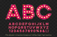 Pink marquee letter with bulb light PNG movie retro alphabet Product Image 1