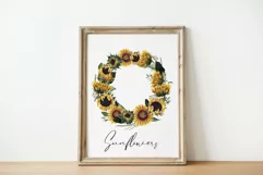 Watercolor sunflower wreath clipart. Sublimation PNG Product Image 5