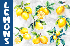 Watercolour Lemon Clipart Bundle, Vibrant Lemons PNG Product Image 5