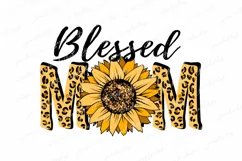 Blessed mom sunflower leopard print png, Mothers day clipart Product Image 1