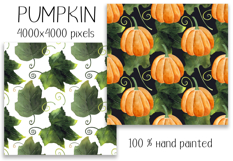 Watercolor Pumpkin digital paper. Seamless pattern Product Image 3
